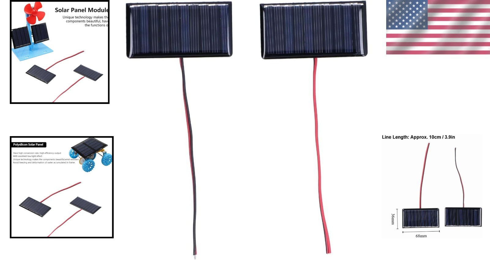 Weather-Resistant 2Pcs Solar Panel Module – 5V for Outdoor Lights & More
