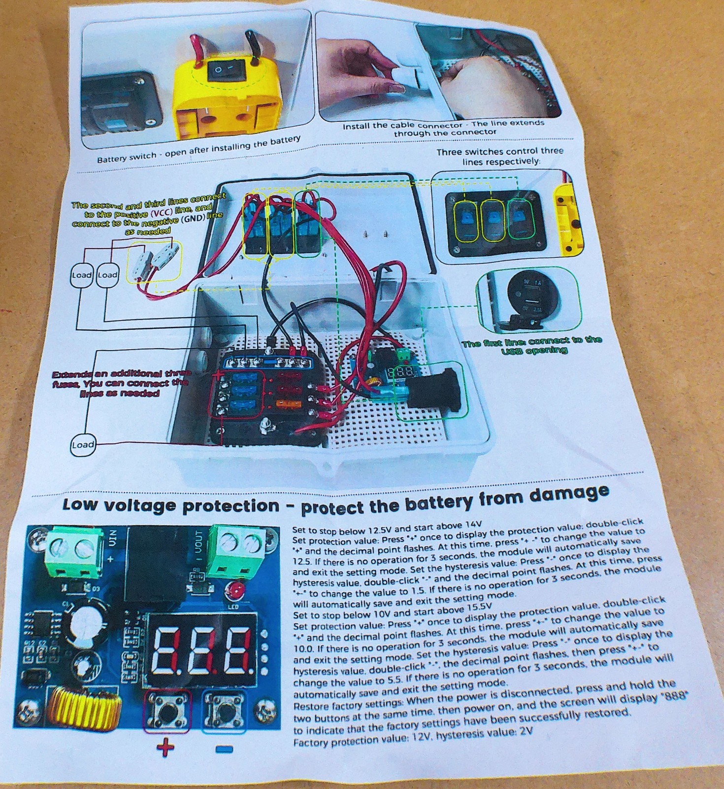 Power Distribution Box with Battery Adapter Fit for De.Walt 20V Battery