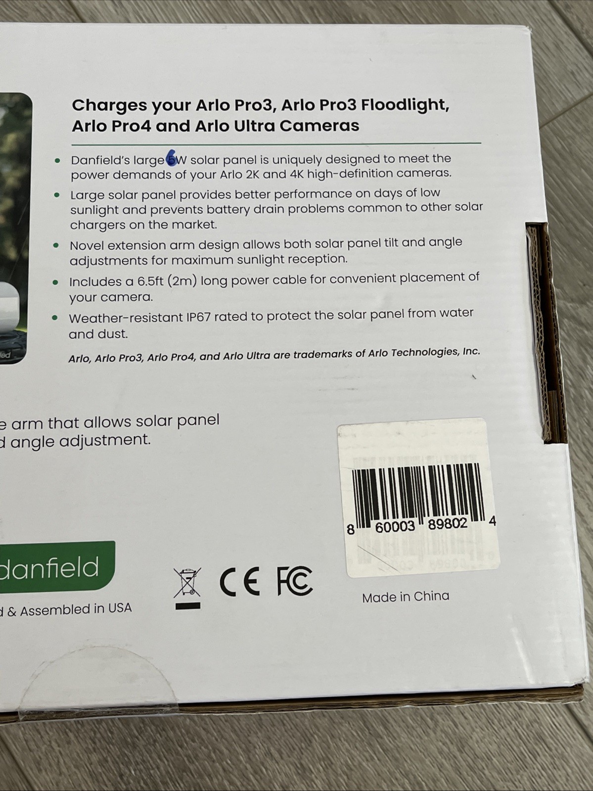 6W Solar Panel Charger For Arlo Pro 3 Floodlight, Pro 4 & Pro 5S Outdoor Cameras