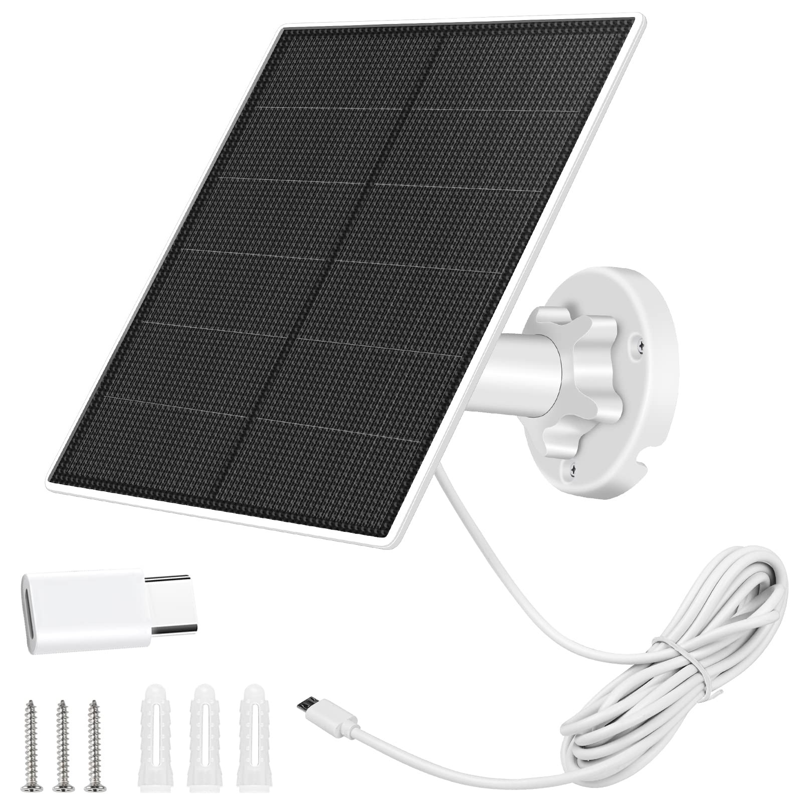 Solar Panel Charger for Security Camera Outdoor, 5W Solar Panels with Micro U…