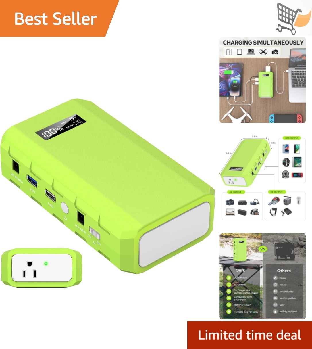 Portable Power Station Lithium Ion Battery Pack 24000mAh 88.8Wh Backup for Ca…