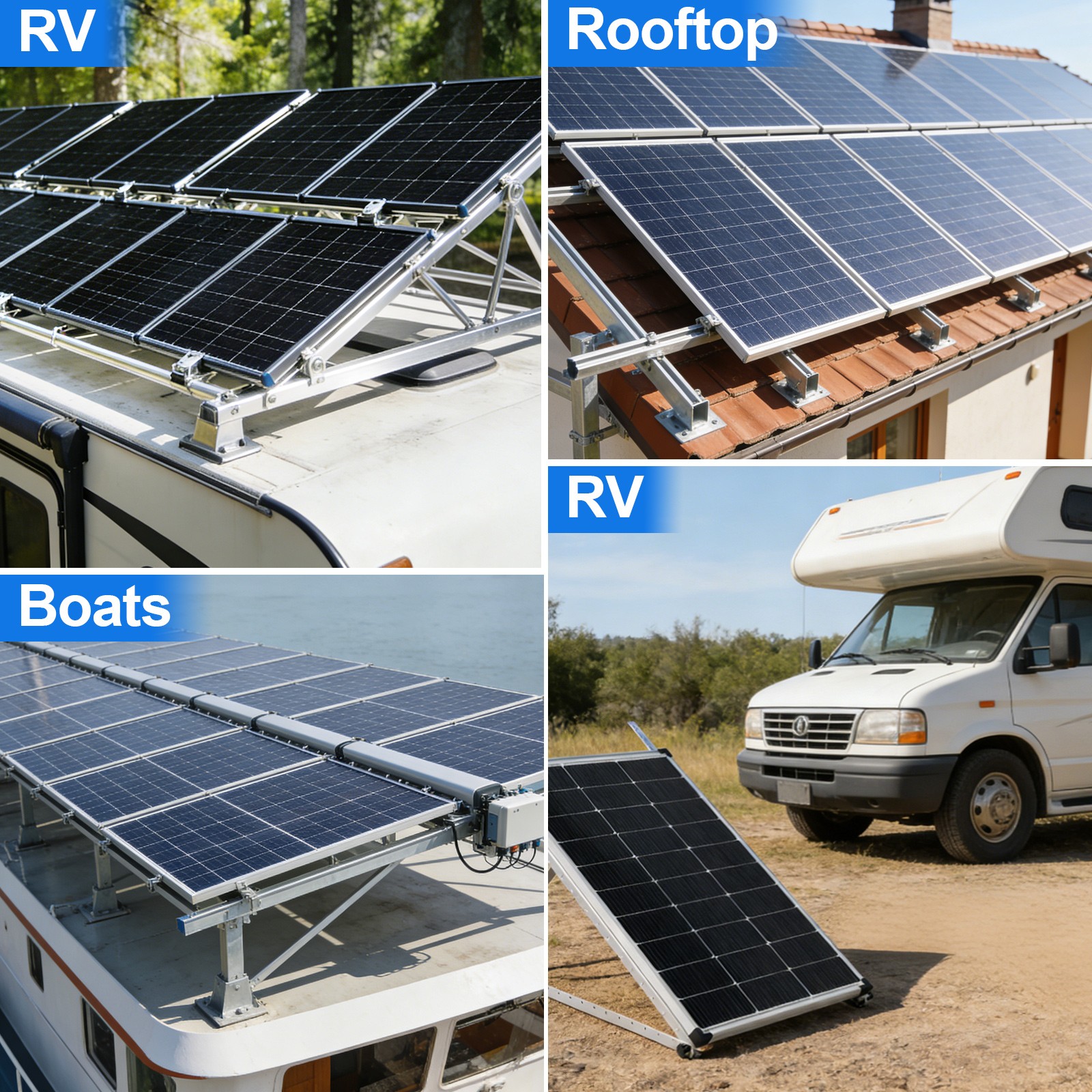 AeternaSol 45in Adjustable Solar Panel Mounting Brackets for Garden/Farm/RV/Boat