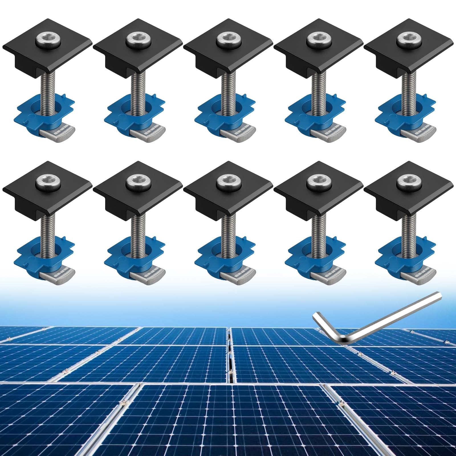 10pcs Solar Panels Mid Clamps for Unistrut, Aluminium 1.37″ Solar Panel Brack…