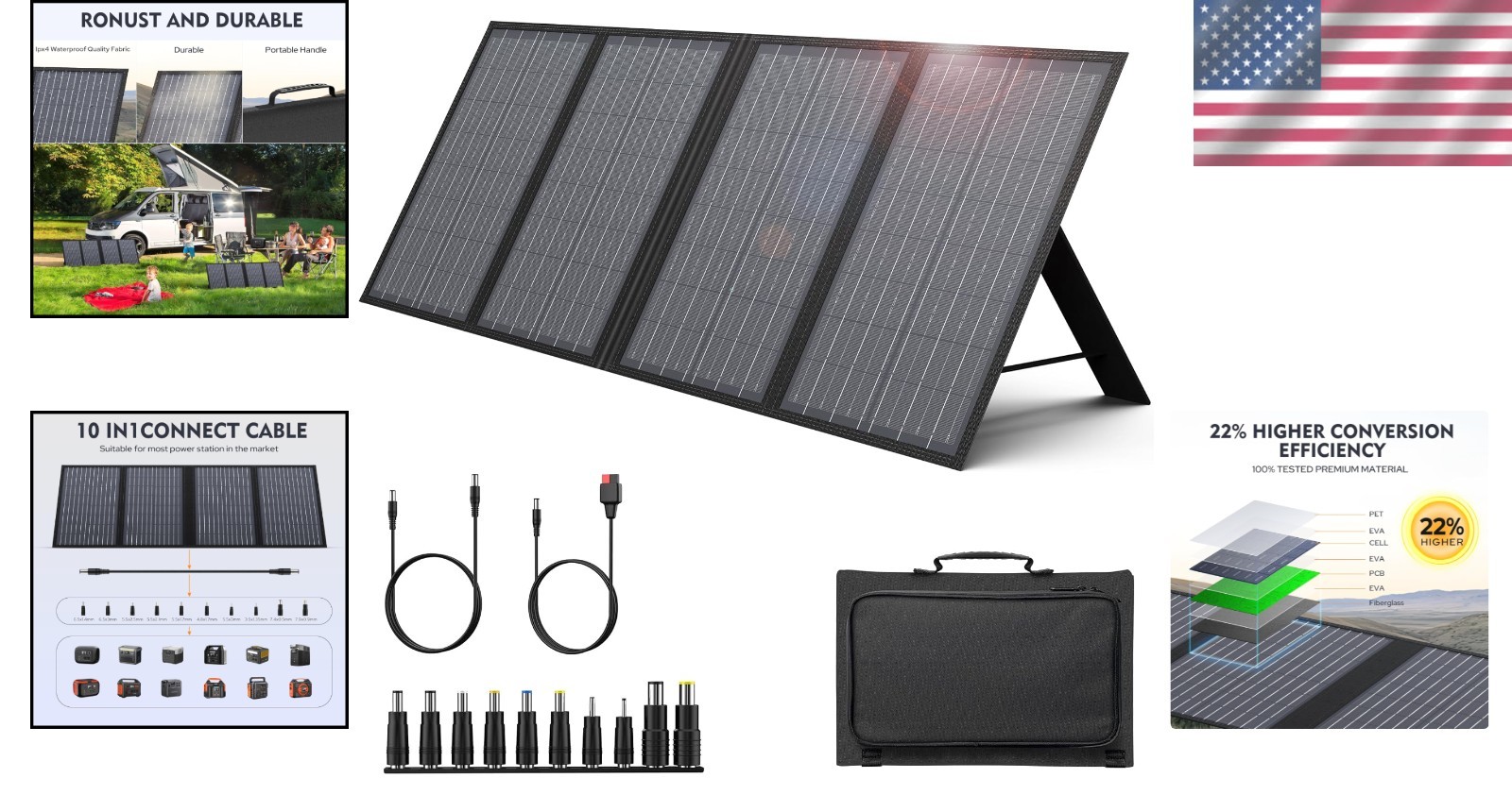 Portable 60W Solar Charger with 18V DC for Solar Generators & Travel Adventurers