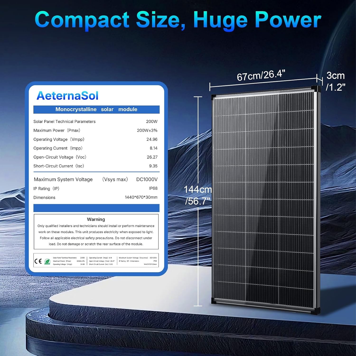 Solar Panels 200w bifacial n Type 18bb A Grade Solar Module IP68 Waterproof 25%