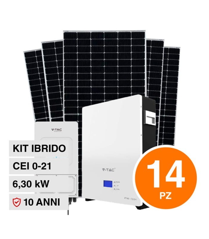 KIT 6.15KW photovoltaic solar panels 410W IP68 + single phase inverter + battery