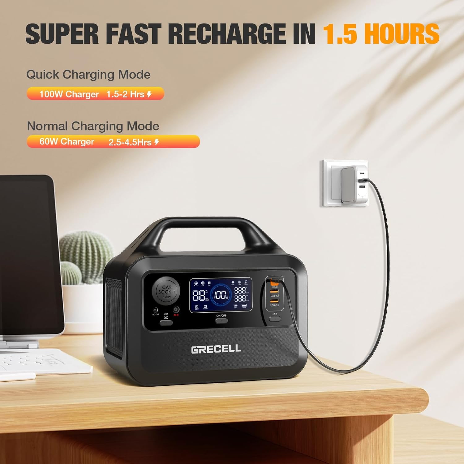 Solar Generator with 40W Solar Panel Included,230Wh Portable Power Station 1.5Hr