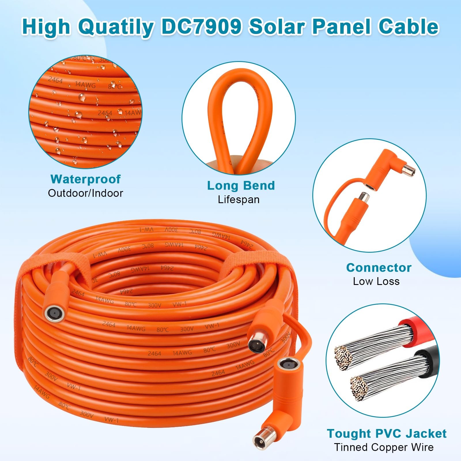 14AWG DC 8mm Extension Cable for Jackery Solar Generator, 10FT DC7909 Female …