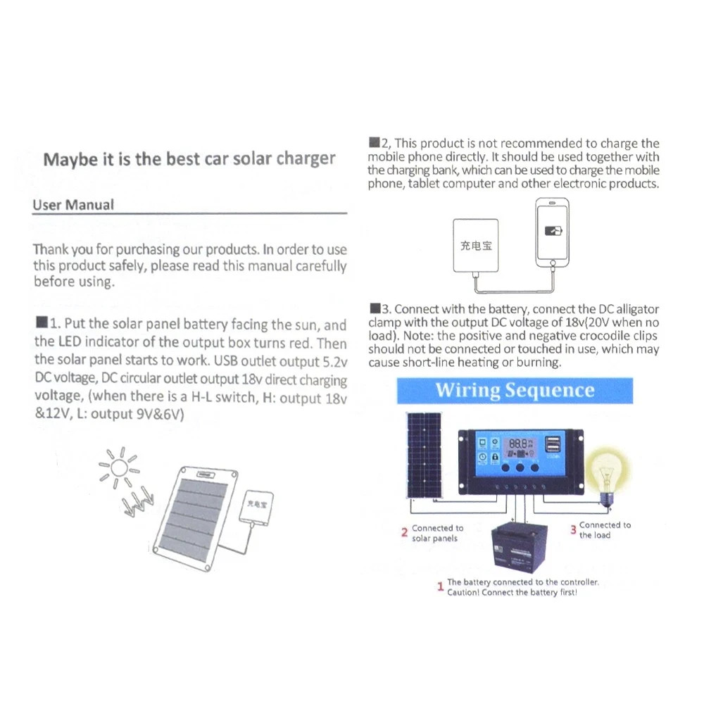 30W Solar Panel Kit 12V Trickle Charger Battery Charger Maintainer Boat RV Car
