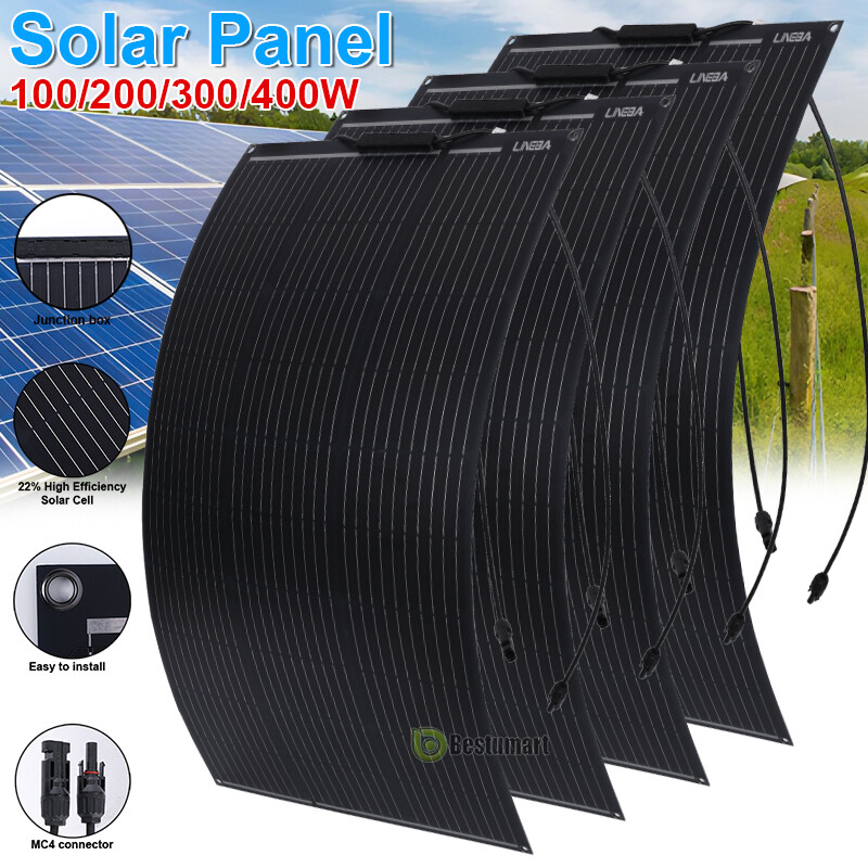 Upgraded Flexible 200W 400W Mono Solar Panel 12V Power Portable Camping Home RV