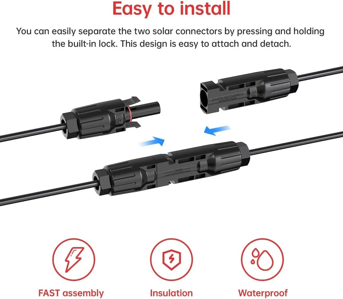 10AWG 2FT Solar to XT60i Cable 2 10 25 35 50 2FT,
