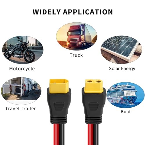 0AWG XT60 Extension Cable 5FT, XT60 Cable with Male to Female Connector 5 FT 1