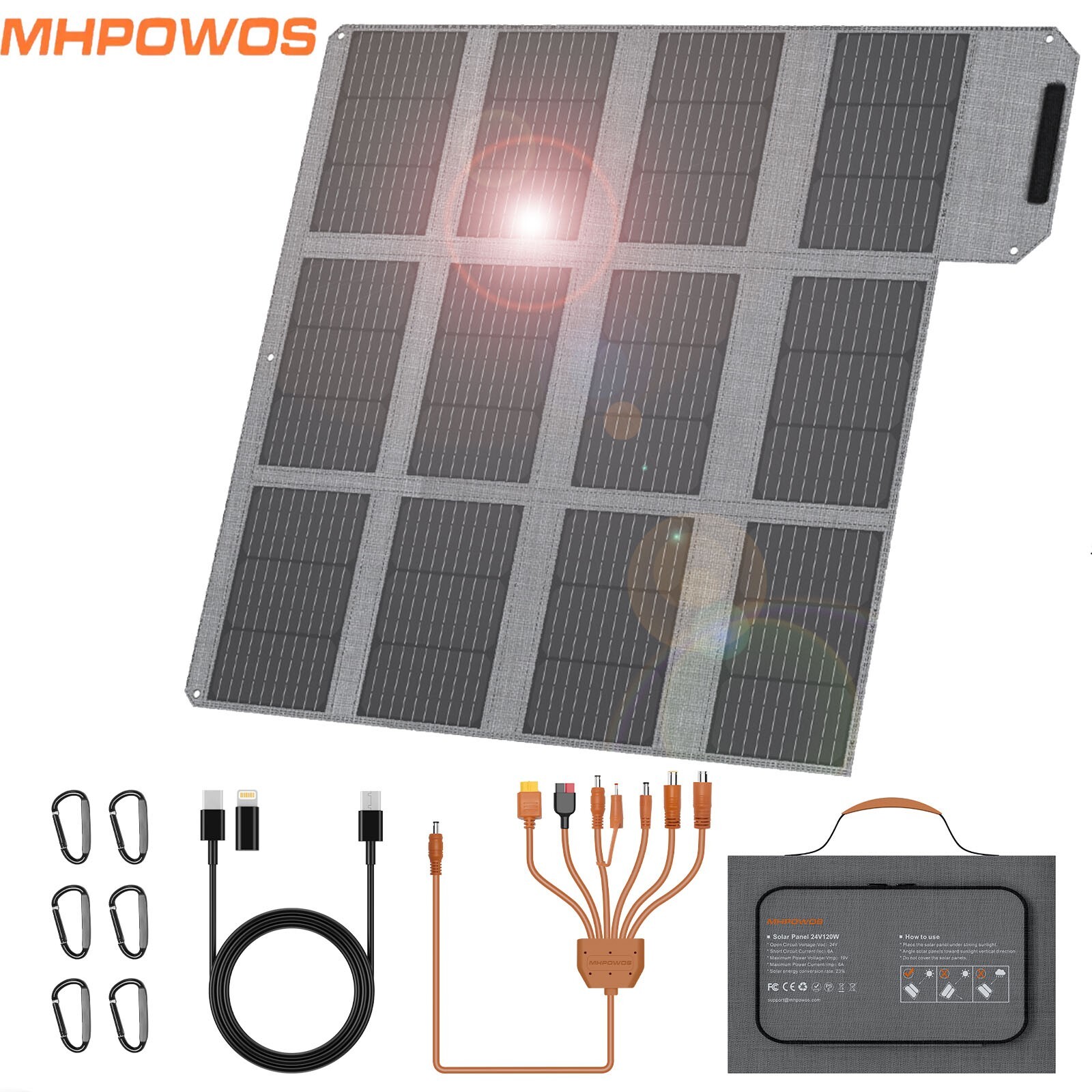Solar Panels 120W Portable Refurbished Solar Panel kit for Power Station Tablets