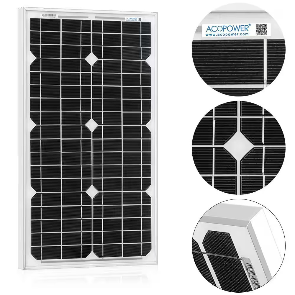 30-Watt 12-Volt Mono Solar Panel, Compatible with Portable Chest Fridge Freezer