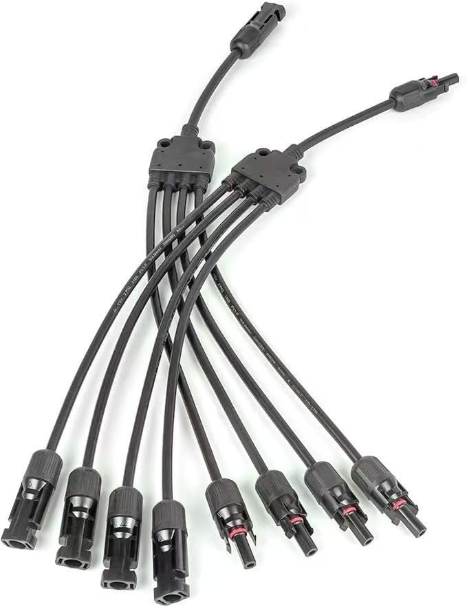 Y Branch Solar Panel Connectors 1 to 4 Parallel Adapter Cable 1500V 19.9in (2pcs