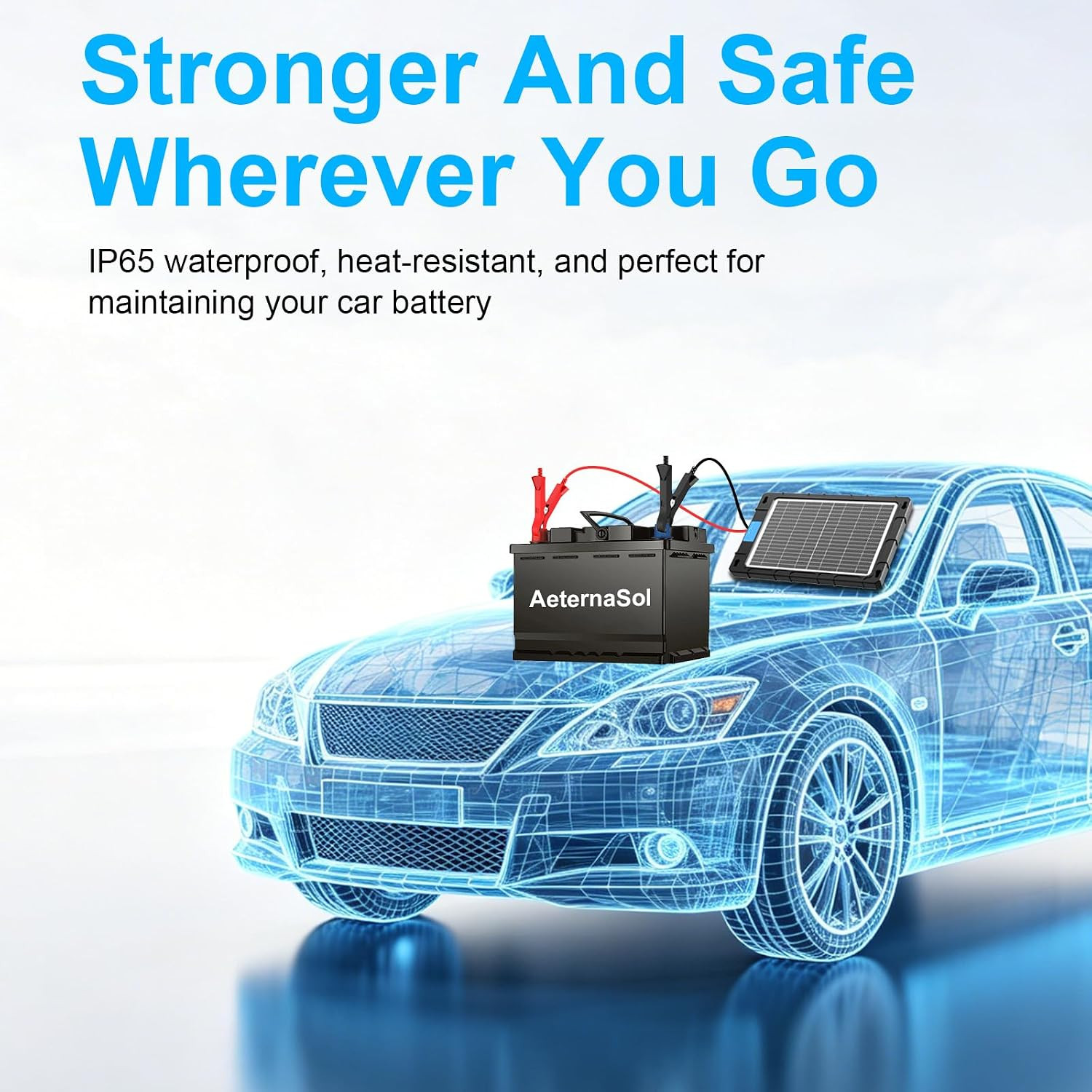 12V Solar Car Battery Charger 12W Waterproof Portable Solar Trickle Charger Main