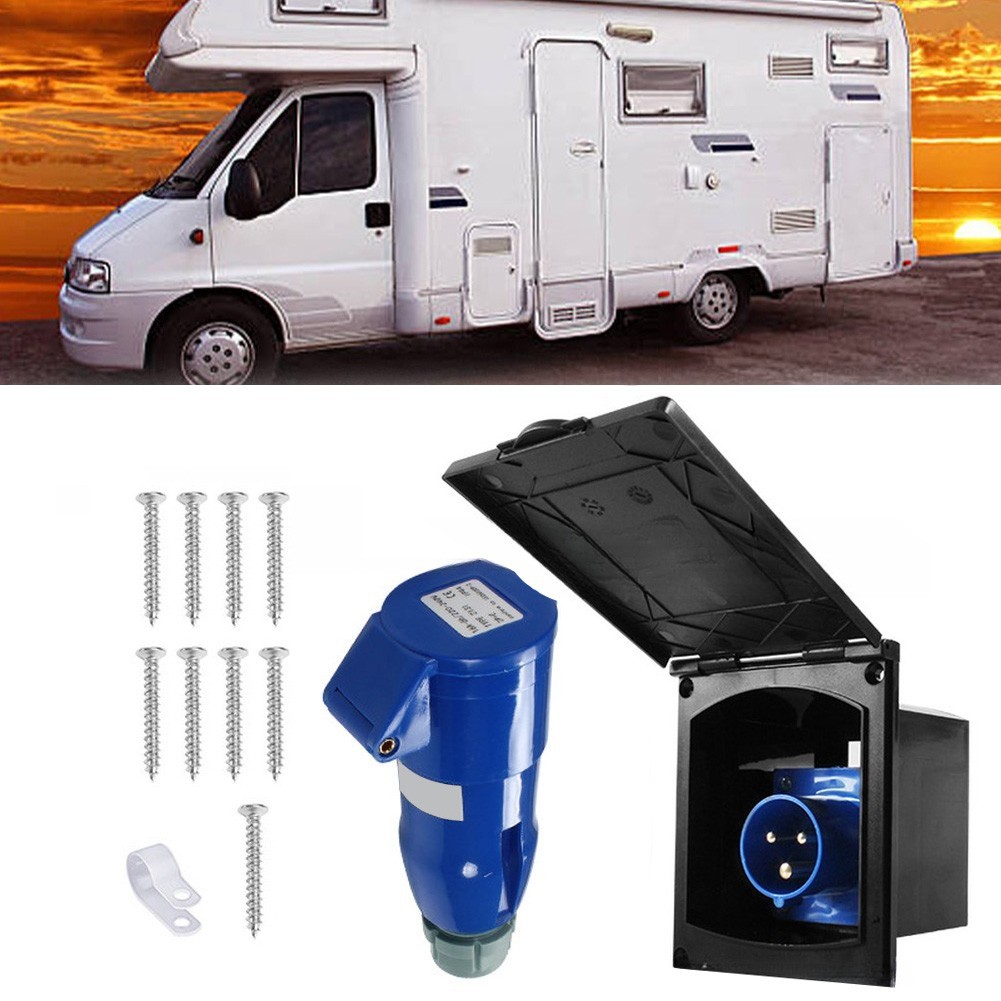 External Mains Socket 16A Waterproof for RV Trailers Campers IP44 Rated Cover