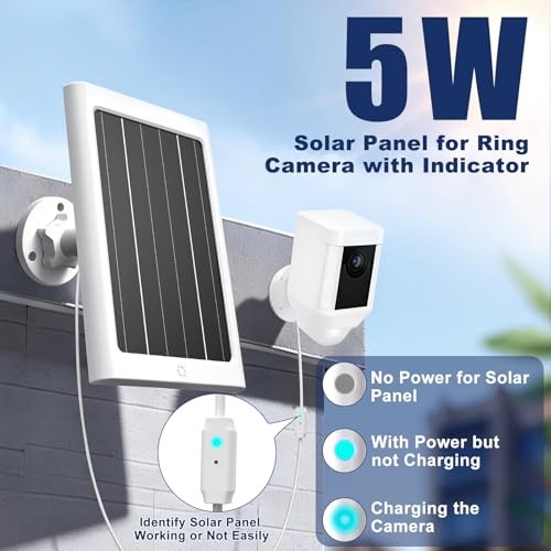 5W Solar Panel for Ring Spotlight Cam Plus/Pro and Stick Up Cam Battery, 1 Pack