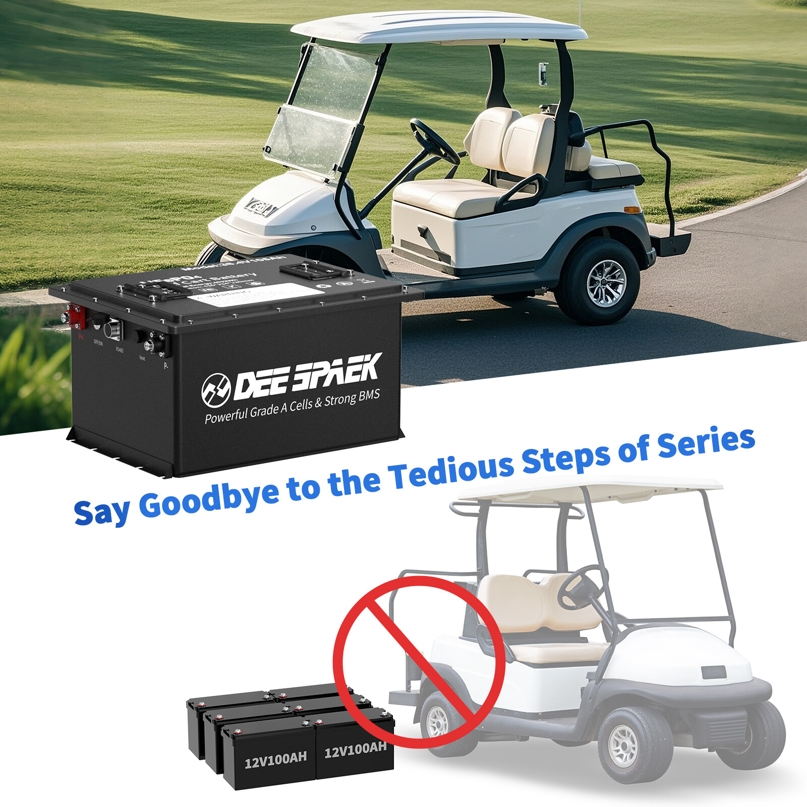 36V 105Ah Battery LiFePO4 Lithium for Golf Cart A+Cells 200A BMS +Monit+Charger