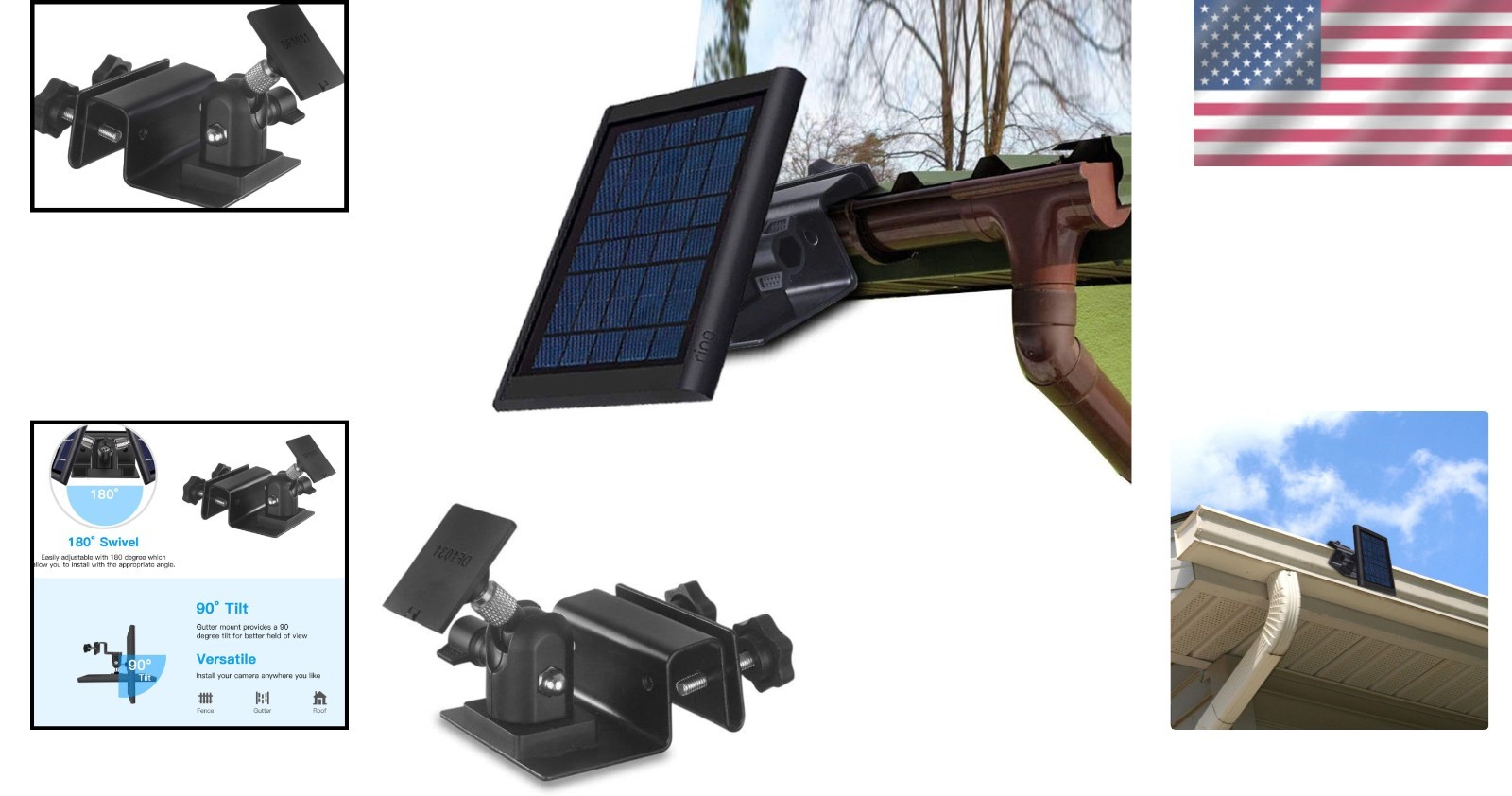 Universal Solar Panel Gutter Mount for Ring and More – Adjustable & Weatherproof