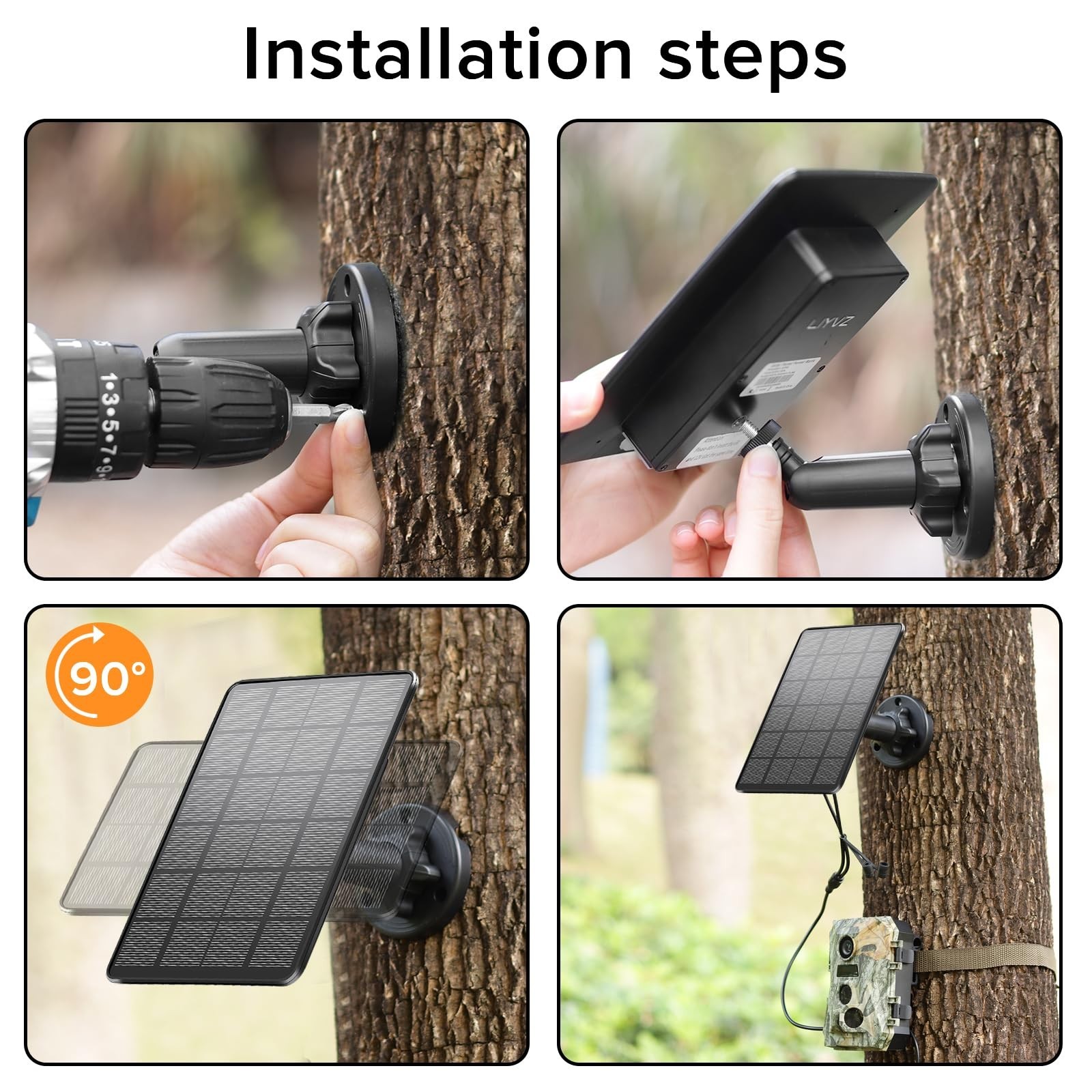 Solar Panel for Trail Camera 2-Pack, 5000mAh Battery, IP66 Waterproof, USB-C & D