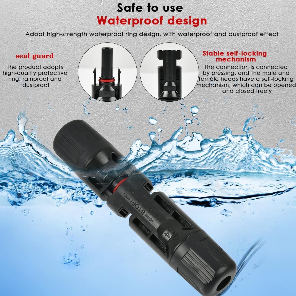 6mm² Solar Panel Extension Cable Wire Connector Black & Red Set for Home House