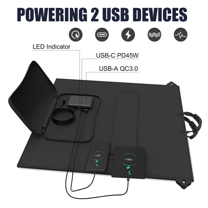 Gooloo Solar 100, 18V 100W Portable Solar Panel for Camping, Road Trip Foldable