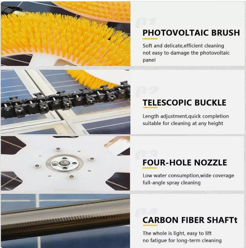 Double Head Solar Panel Cleaning Machine Retractable Photovoltaic Panels Brush