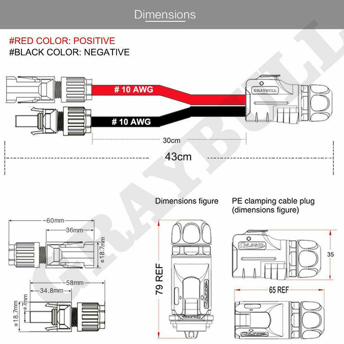 LP-20 2 Pin 2P Aviation Hella Plug Solar Panel Battery Power 10AWG Adapter Cable