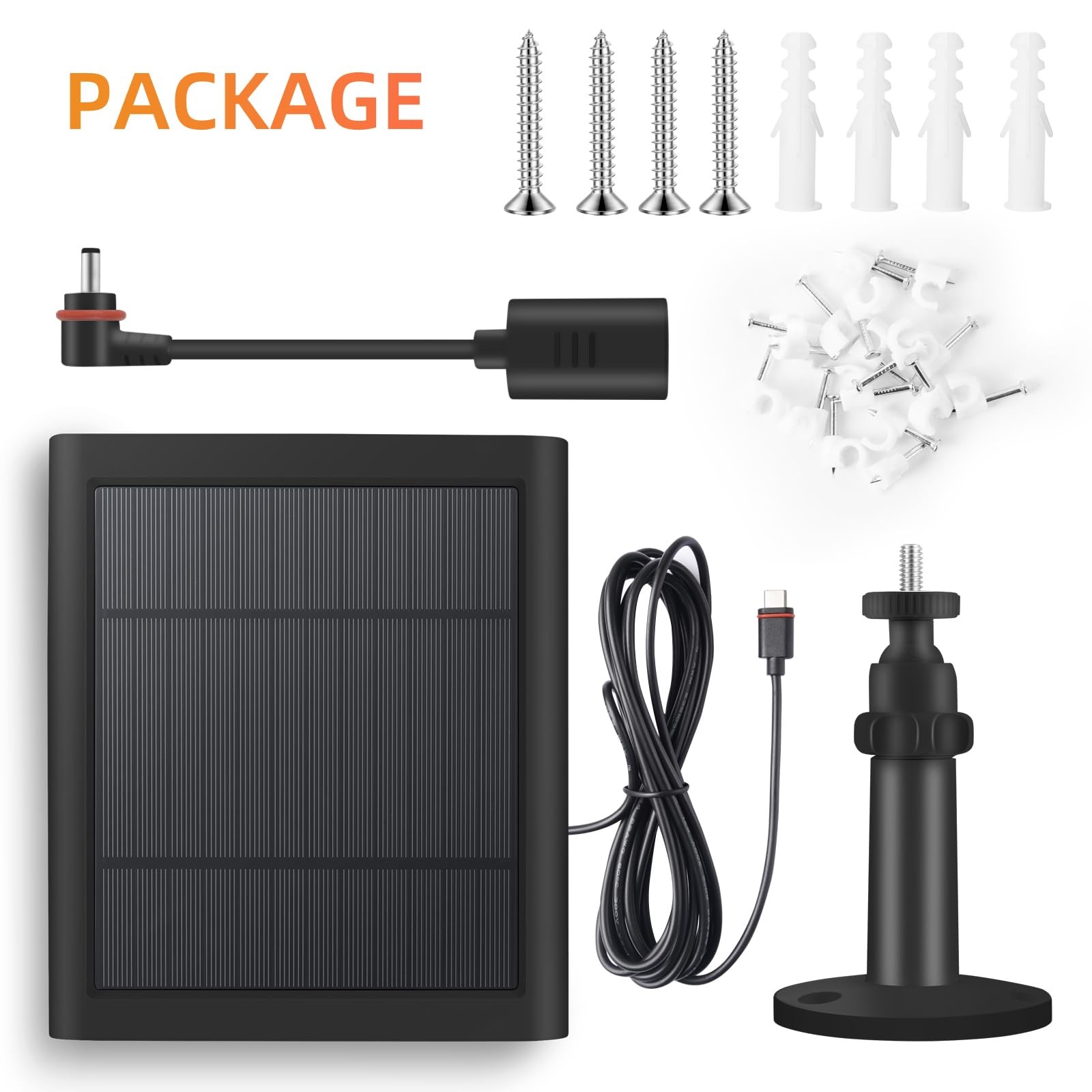 1 Pack 4W Solar Charger for Ring Spotlight & Stick Up Outdoor Cam, Black, Hig…