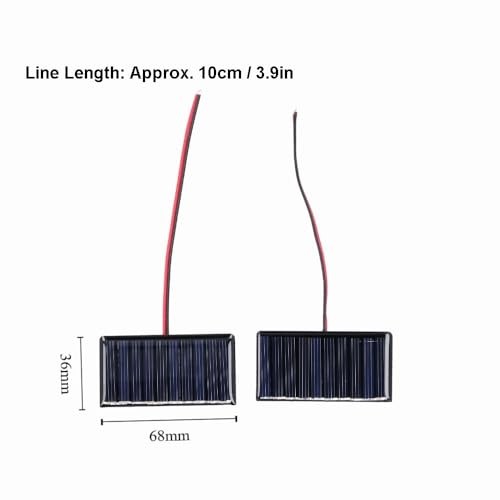 2Pcs Solar Panel Module 5V 0.3W Polysilicon Mini Solar Cells with Wires for