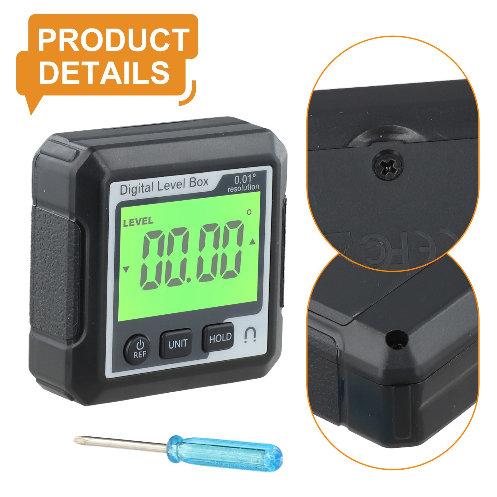 Digital Protractor with Magnetic Attachment for Hands Angle Measurement