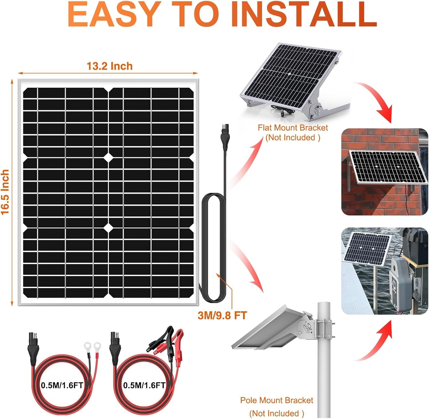 24V 20W Solar Battery Charger Maintainer, Built-in Ultra Smart MPPT Charge Co…