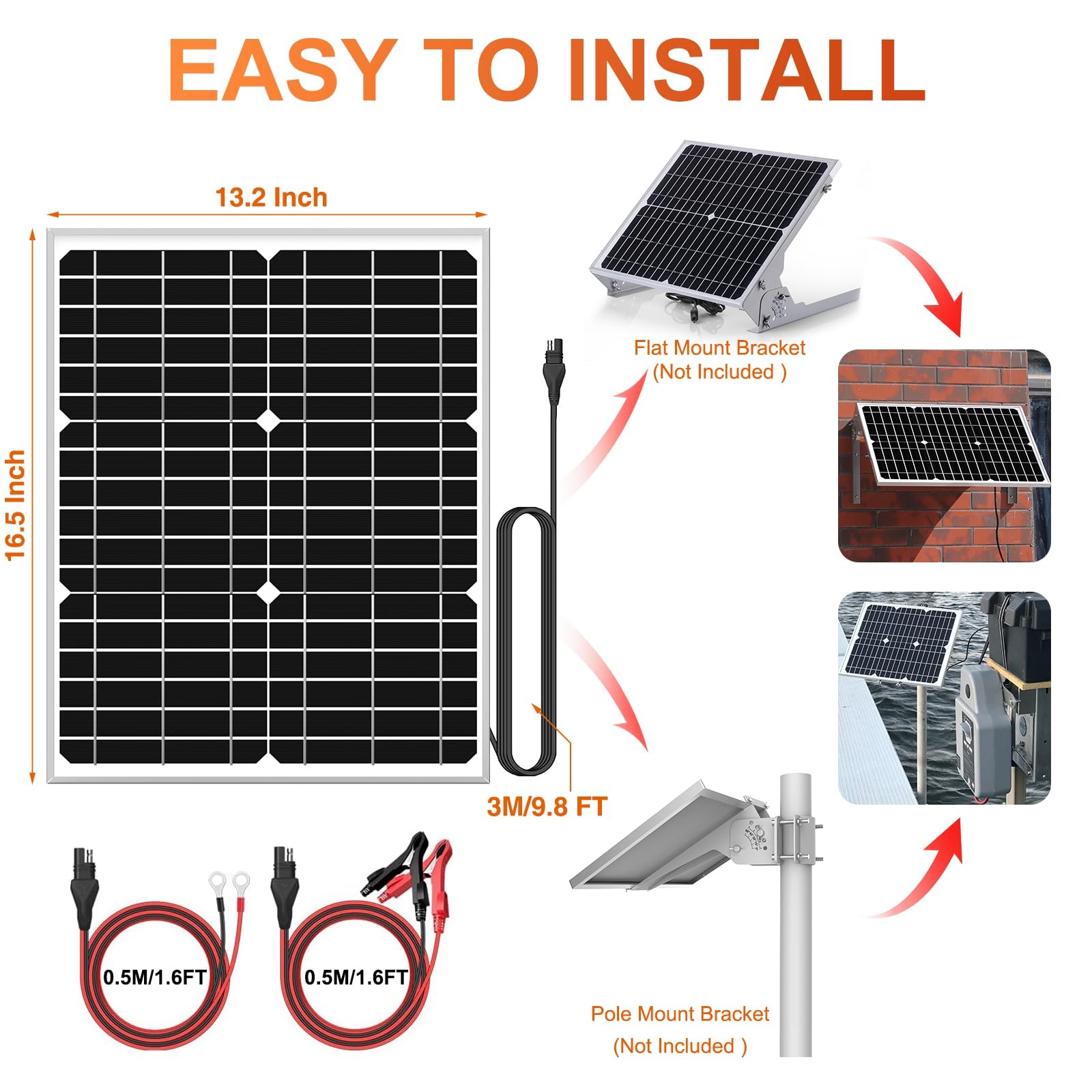 SUNER POWER 24V 20W Solar Battery Charger Maintainer, Built-in Ultra Smart MPPT