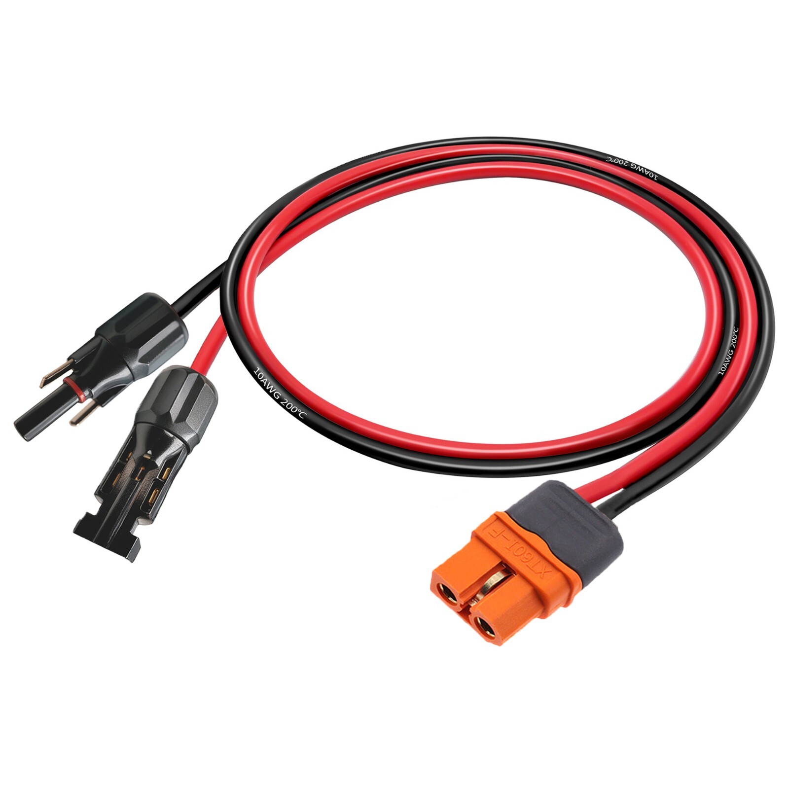 (Pack of 10) XT60i Female Connector to Solar Extension Cable 1 to 10FT 10AWG