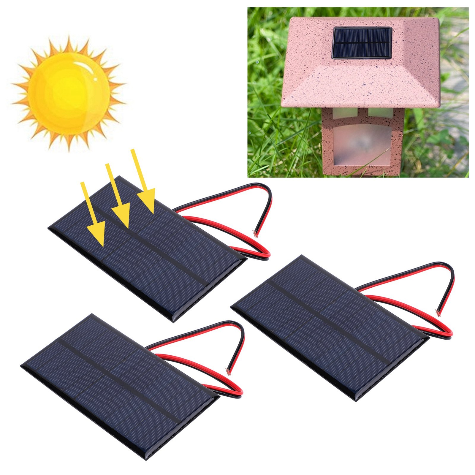 3pcs DC 6V 1W Solar Panel Cell Power Module Polycrystalline Silicon Solar Pa CET