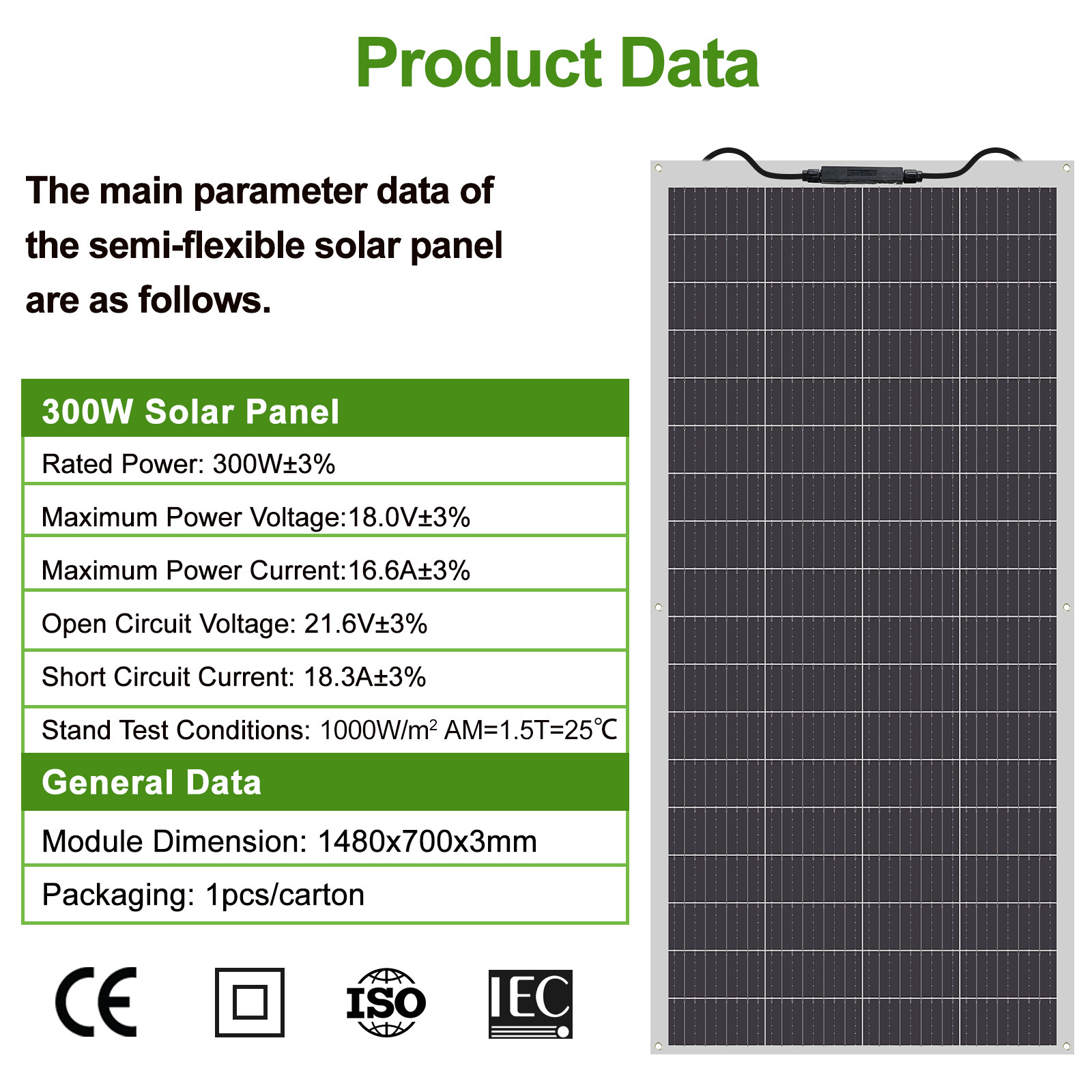 (1500W) Flexible Solar Panels Waterproof Monocrystalline Lightweight Solar Panel