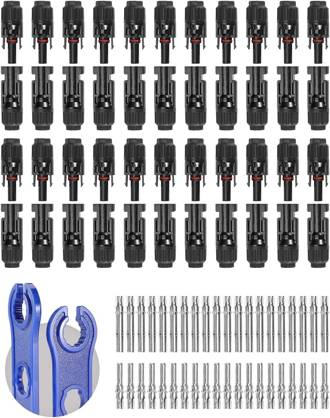 44PCS Solar 22 Pairs 10AWG Male/Female & 1 pair of spanners IP67, Black