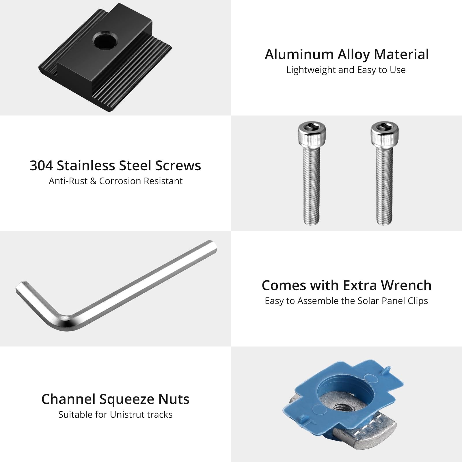 10Pcs Solar Panels Mid Clamps for Unistrut Aluminium Panel Brackets 30Mm/35Mm