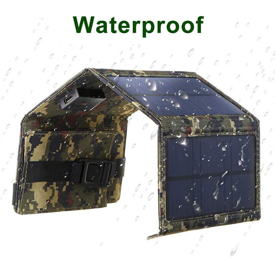 80W USB Folding Solar Panel Power Bank Outdoor Camping Hiking Phone Charger US