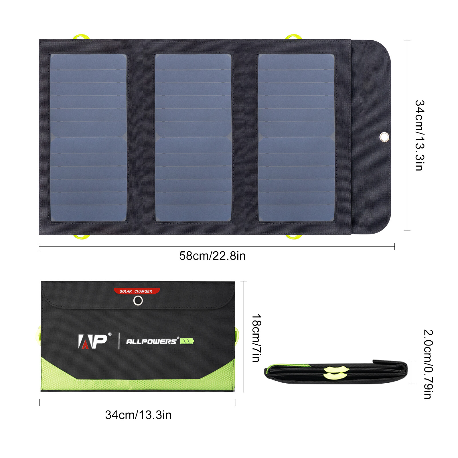 Portable 21W Solar Panel Charger 10000mAh Power Bank For Camping Hiking iPhone