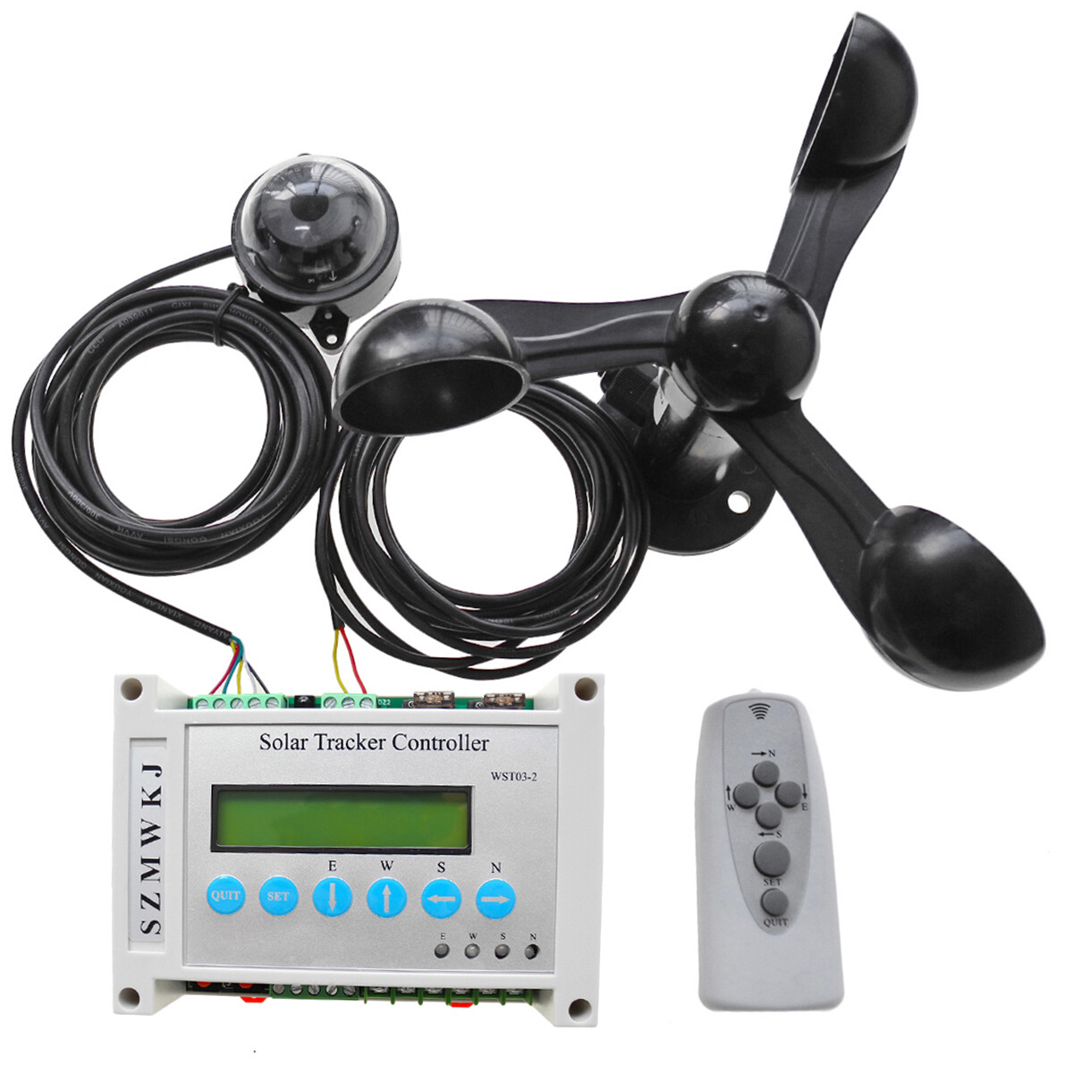 Electronic LCD Dual Axis Solar Tracker Controller +IR Remote Control +Anemometer