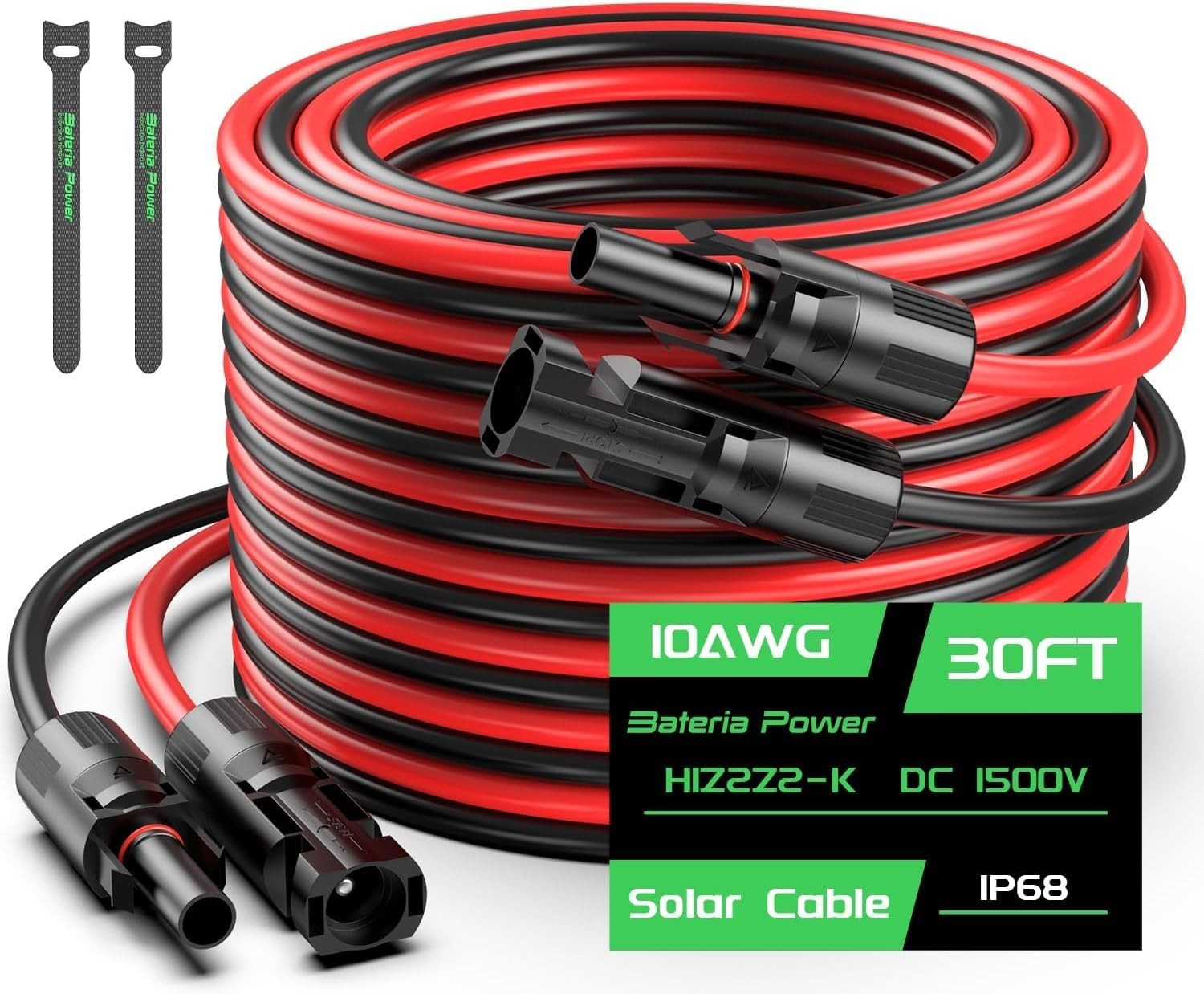 Ultimate 30FT 10AWG Solar Extension Cable – Corrosion Resistant for Outdoor Use