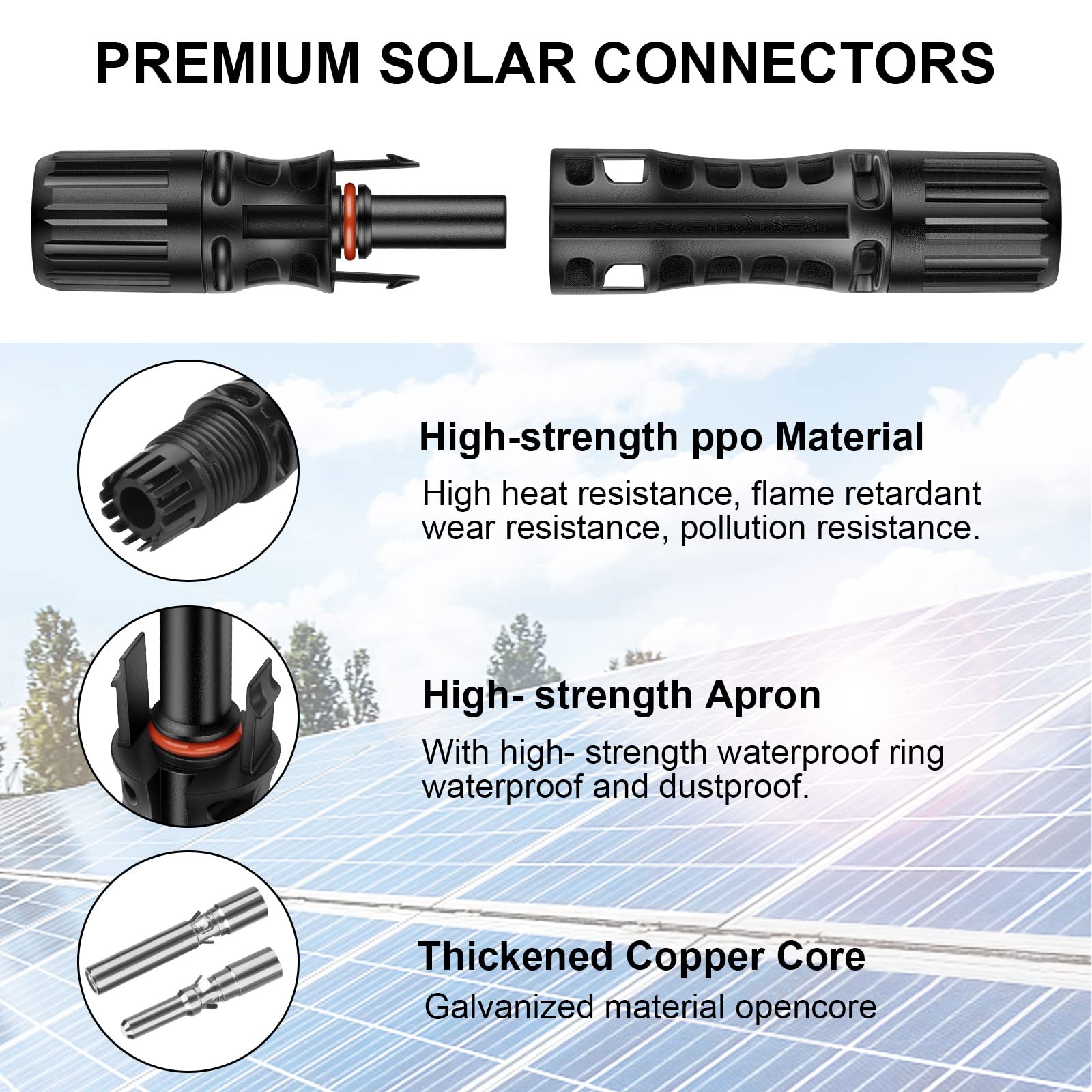 16 PCS 8AWG Solar Connectors with Spanners, 8 Pair Solar Panel Connectors Mal…