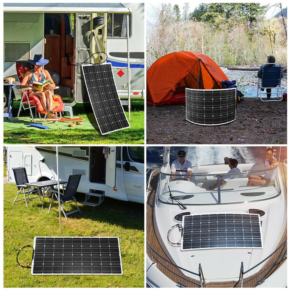 DOKIO 18V 100W Flexible Solar Panel Electricity Car/Boat/Home Battery 12V…