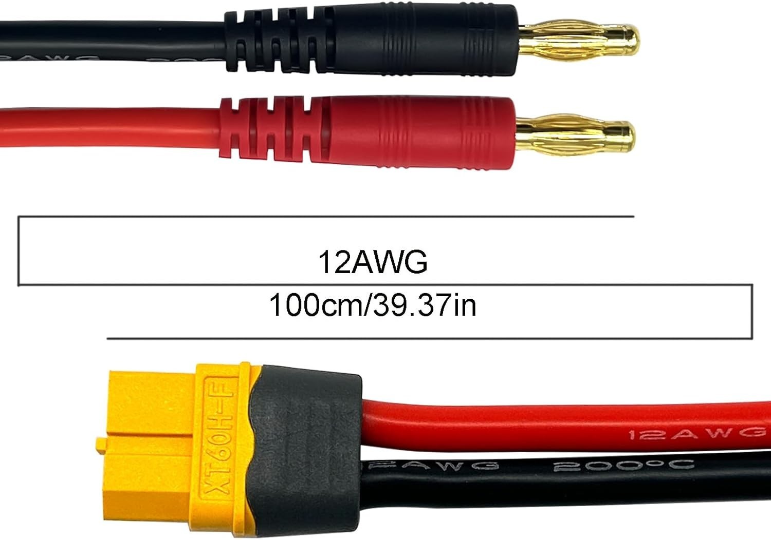3FT/1M XT60H Connector Adapter to 4mm Banana Plugs – Durable & Fast Charge
