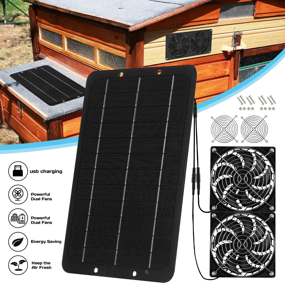 30W Solar Attic Fan Kit 14″ DC Fan with 25W Motor for Roof Vent or Chicken Coop