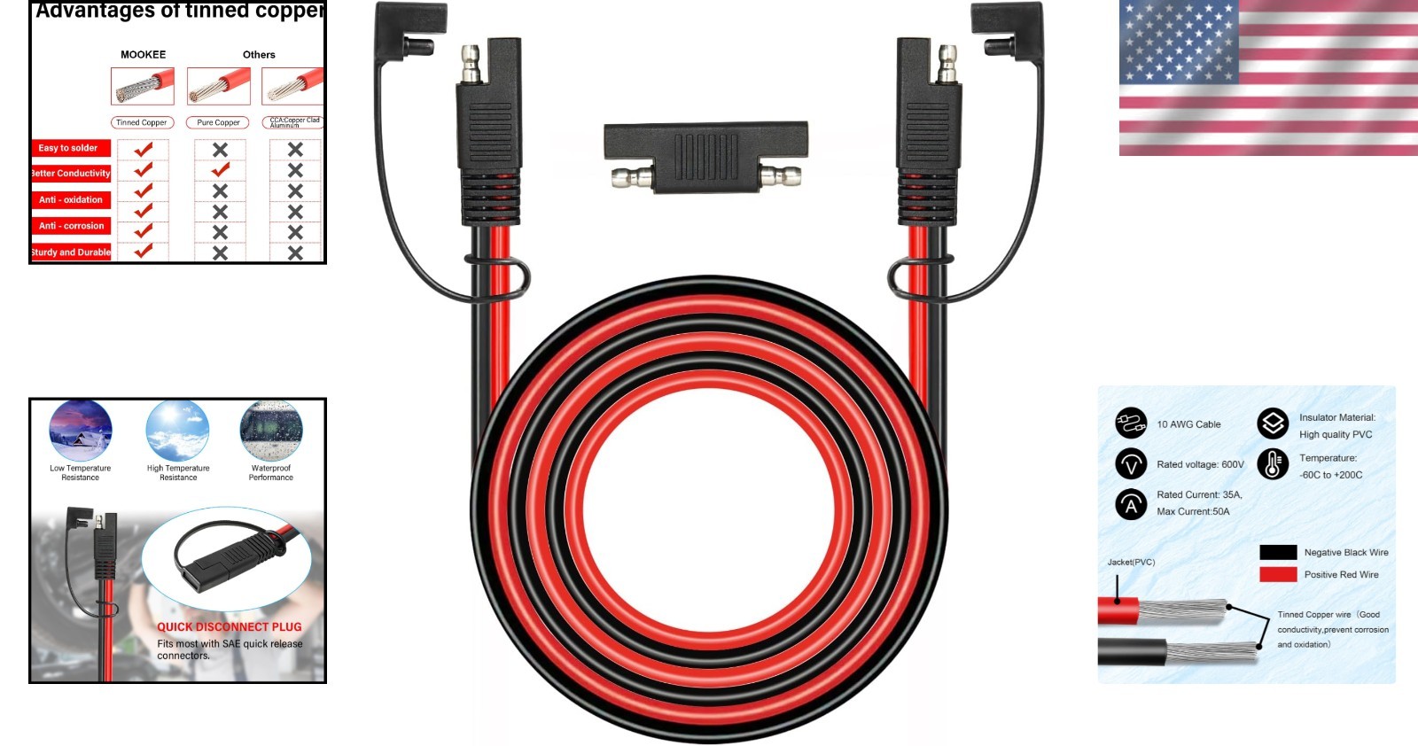 SAE 10 AWG Extension Cord – 20FT Solar Trolling Motor