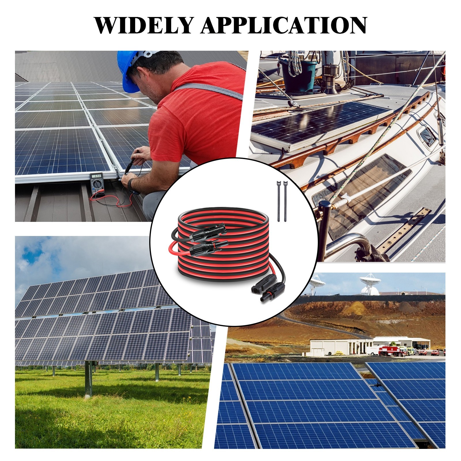 20ft Solar Panel Extension Cable 14AWG Male Female Wire Waterproof Connectors