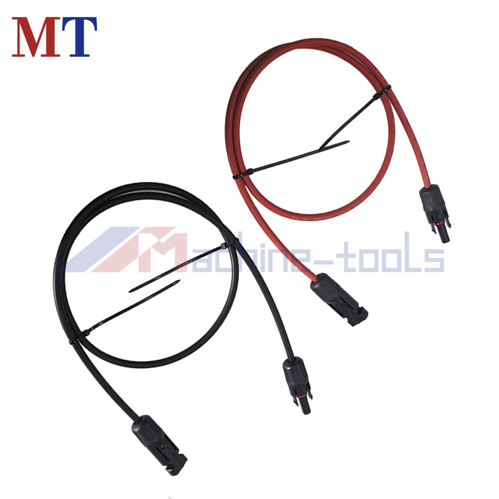 1 Pair Black + Red Solar Panel Extension Cable Wire Connector 3 Feet 10 AWG